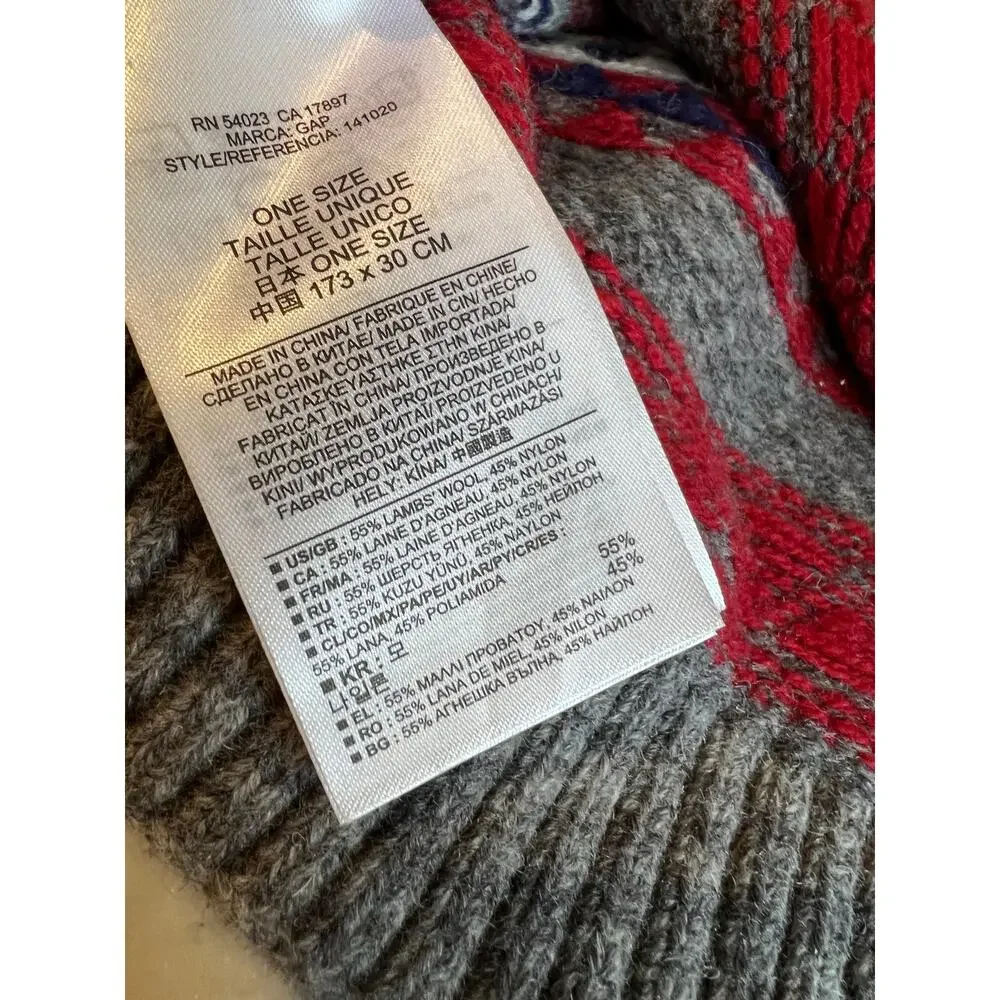 GAP cozy knit long wool blend Fair Isle Print scarf